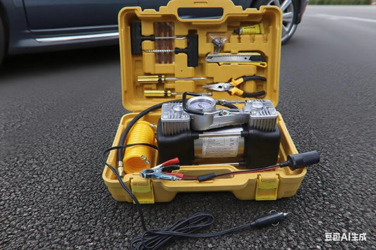 Kompresor za gume 12v 2 cilindra + alat za krpljenje gume