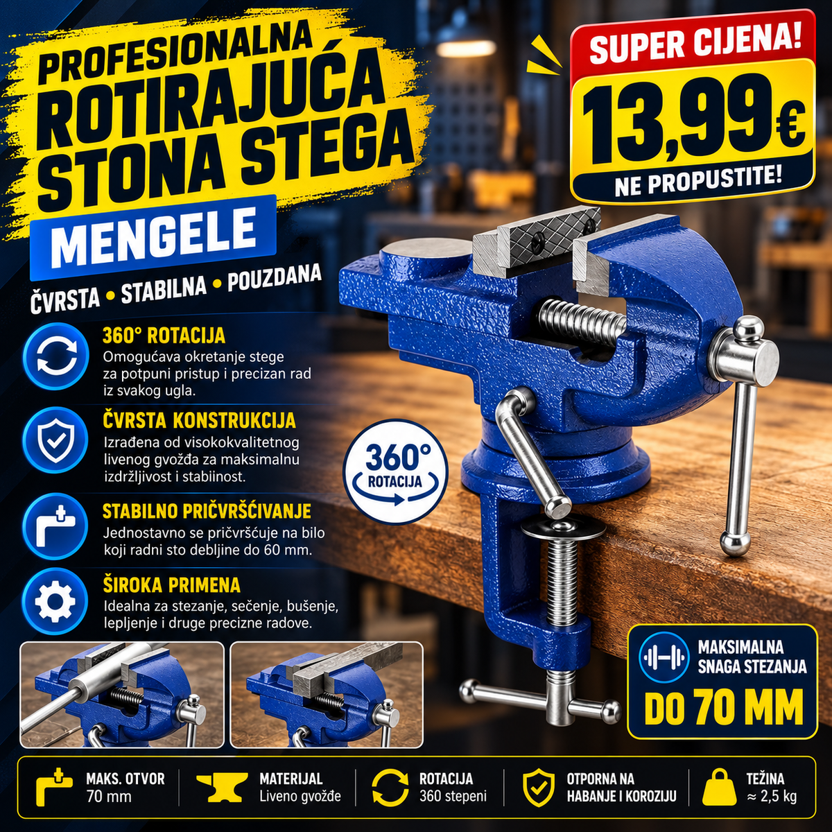 Profesionalni rotirajuća stona stega- mengele