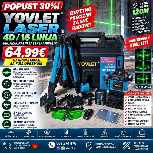 Laser Yovlet 4D/16 sa 2 baterije i daljinskim upravljacem