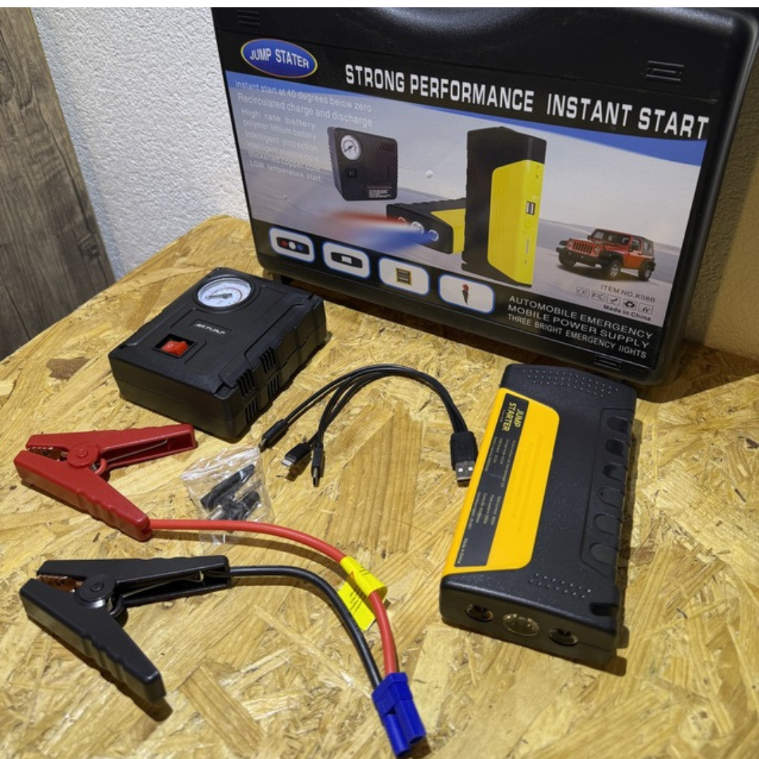 Jump Starter 3u1 višenamjenski set starter za akumulator i kompresor za auto velike snage