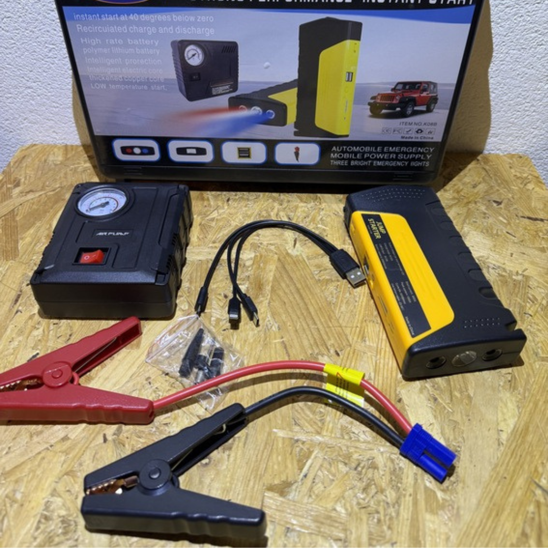 Jump Starter 3u1 višenamjenski set starter za akumulator i kompresor za auto velike snage