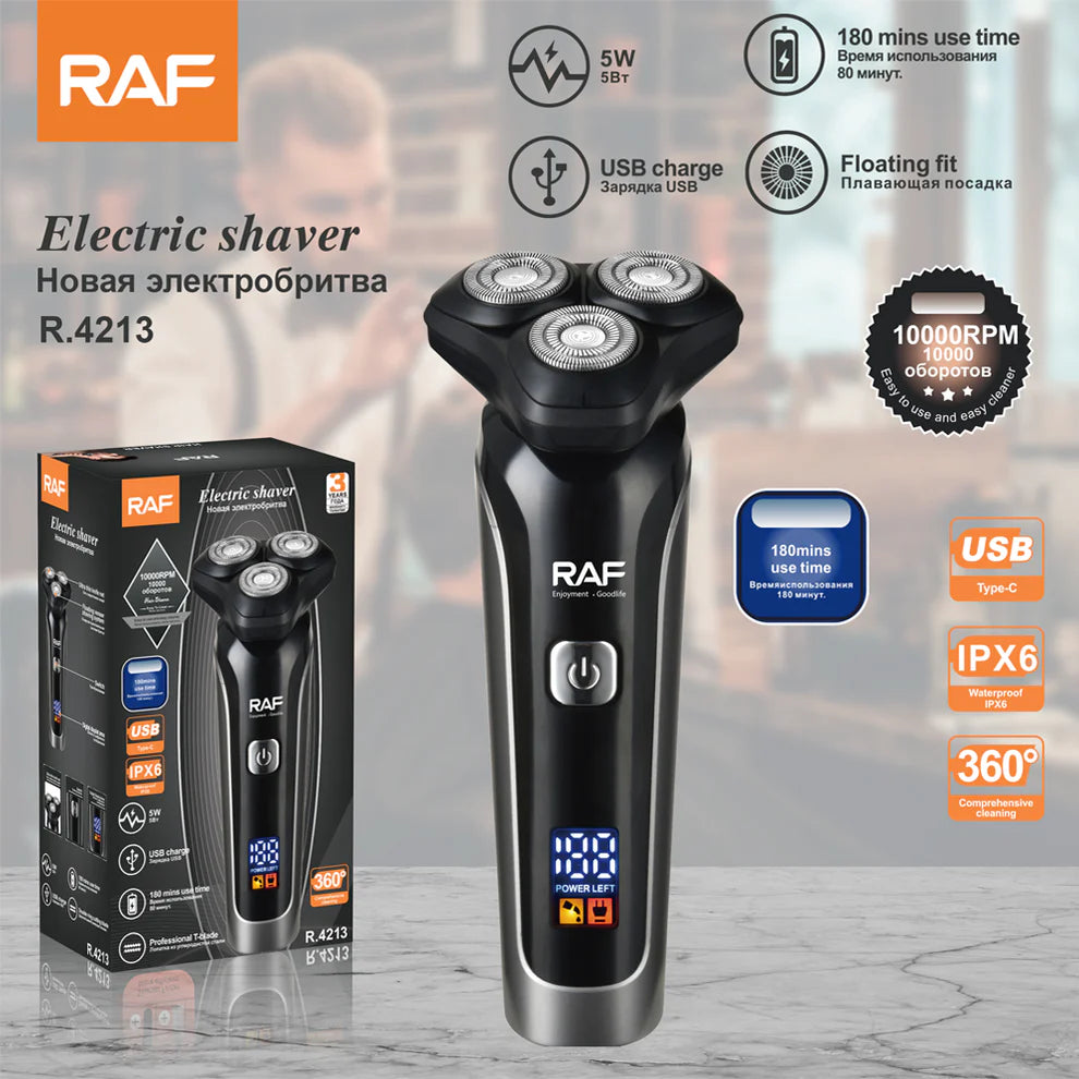 RAF Električni Brijač – 10000 RPM, USB punjenje, 180 min rada, IPX6 vodootporan